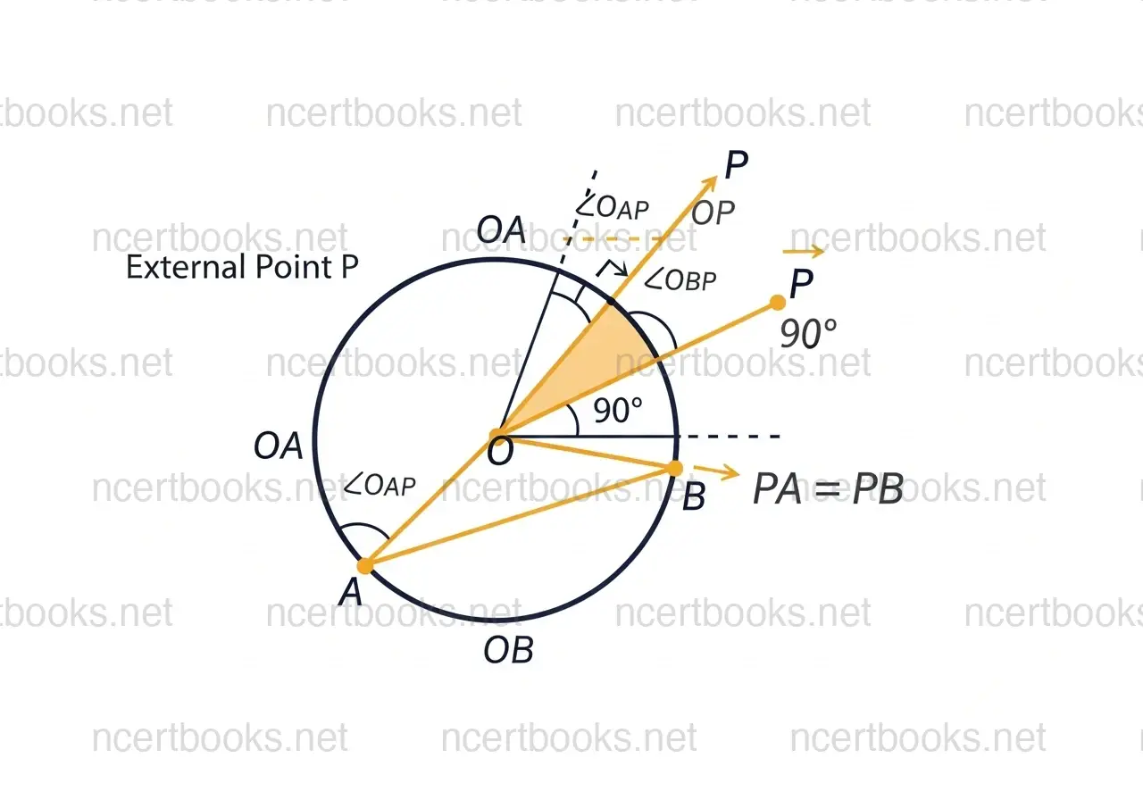 Two tangents from external point equal length - NCERT Solutions Class 10 Maths Circles