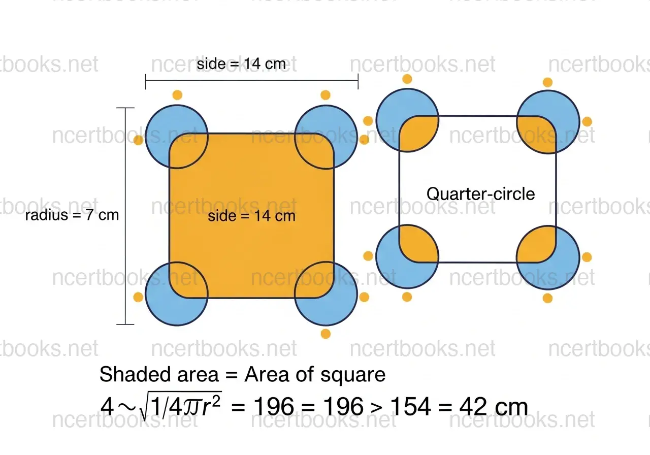 Combined figure shaded region area calculation - NCERT Class 10 Maths Areas Related to Circles