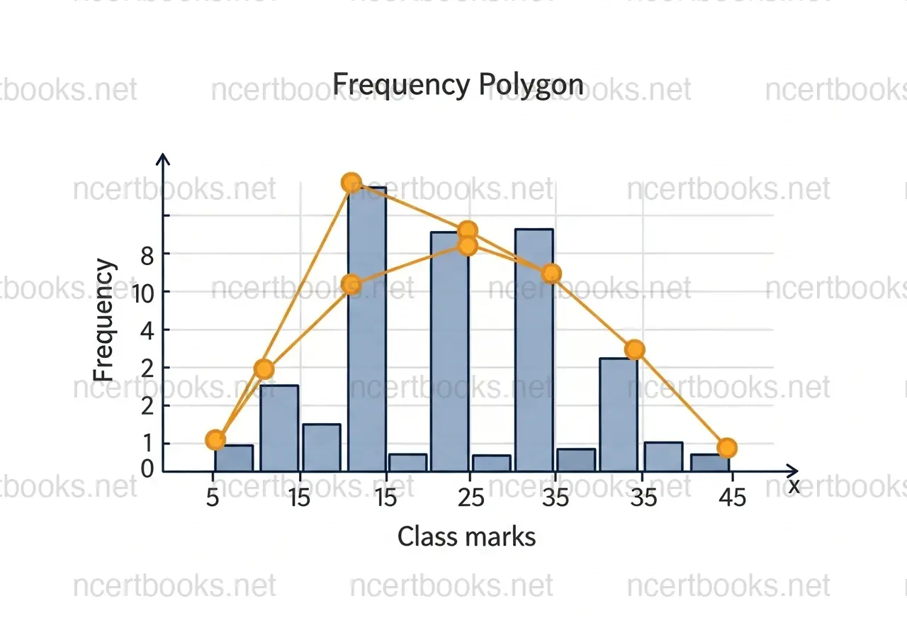 Frequency polygon on histogram - NCERT Solutions Class 10 Maths Chapter 14