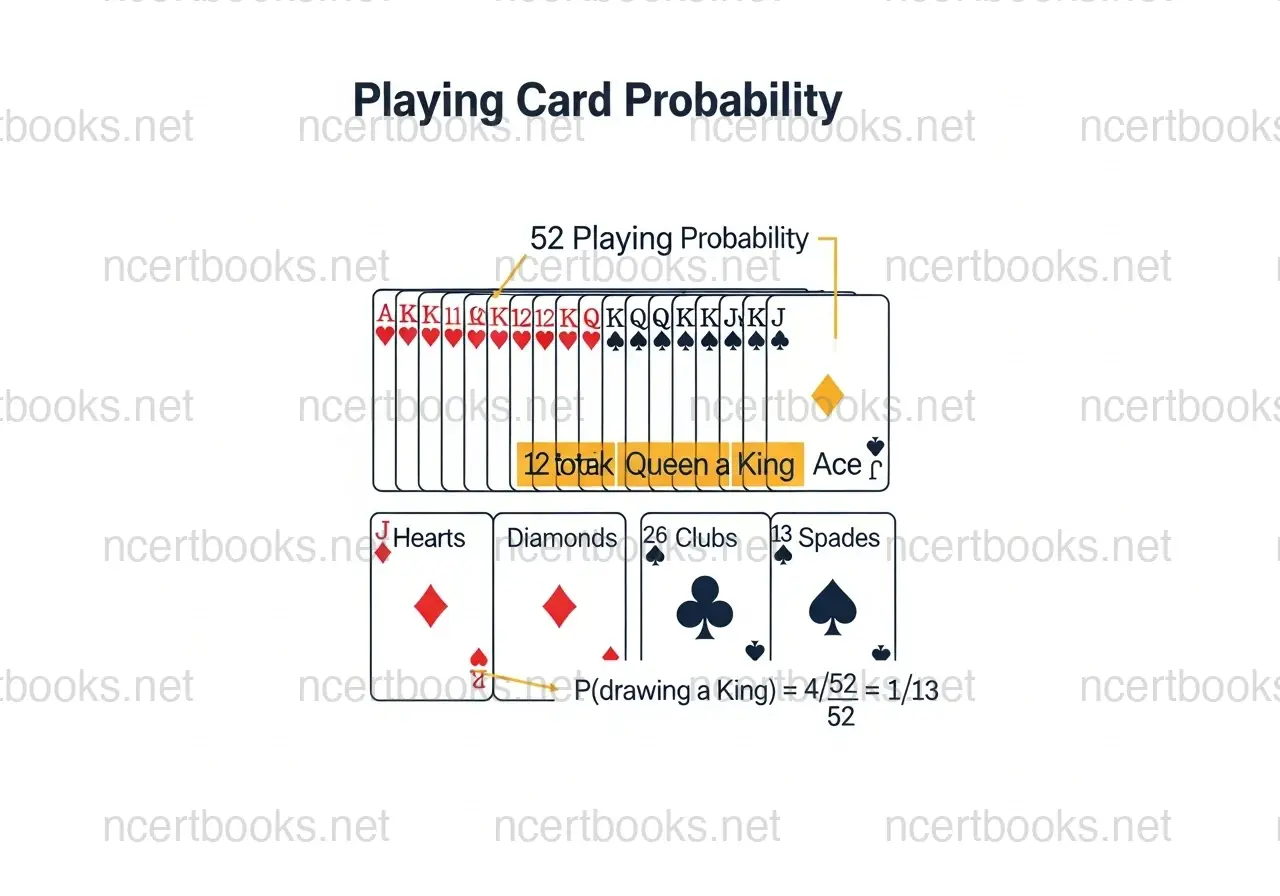 Playing cards deck probability breakdown 52 cards - Class 10 Maths Probability