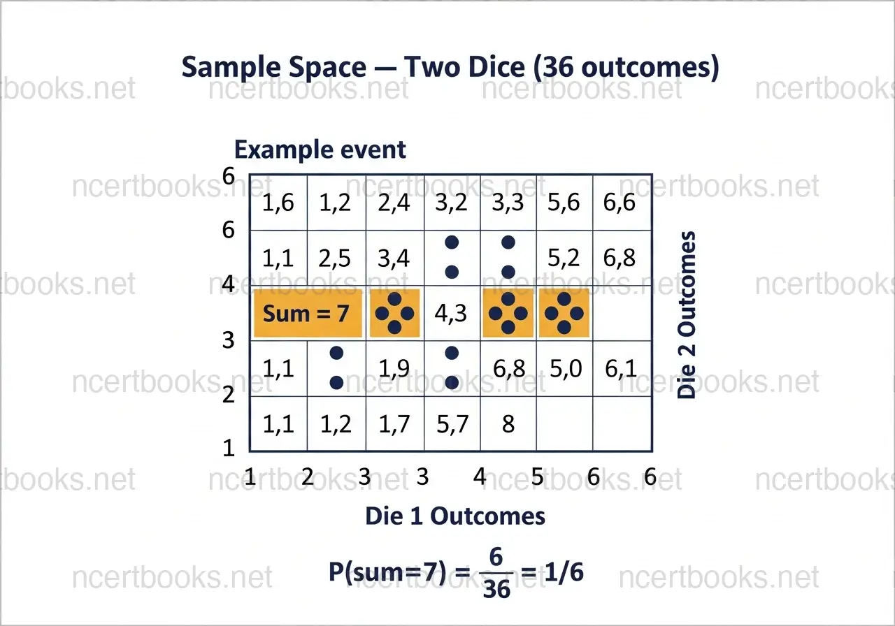 Sample space grid for two dice 36 outcomes - NCERT Class 10 Maths Chapter 15 Probability