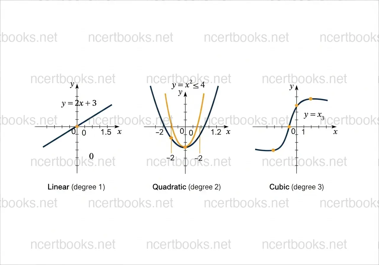 Linear quadratic and cubic polynomial graphs comparison - Class 10 Maths Polynomials