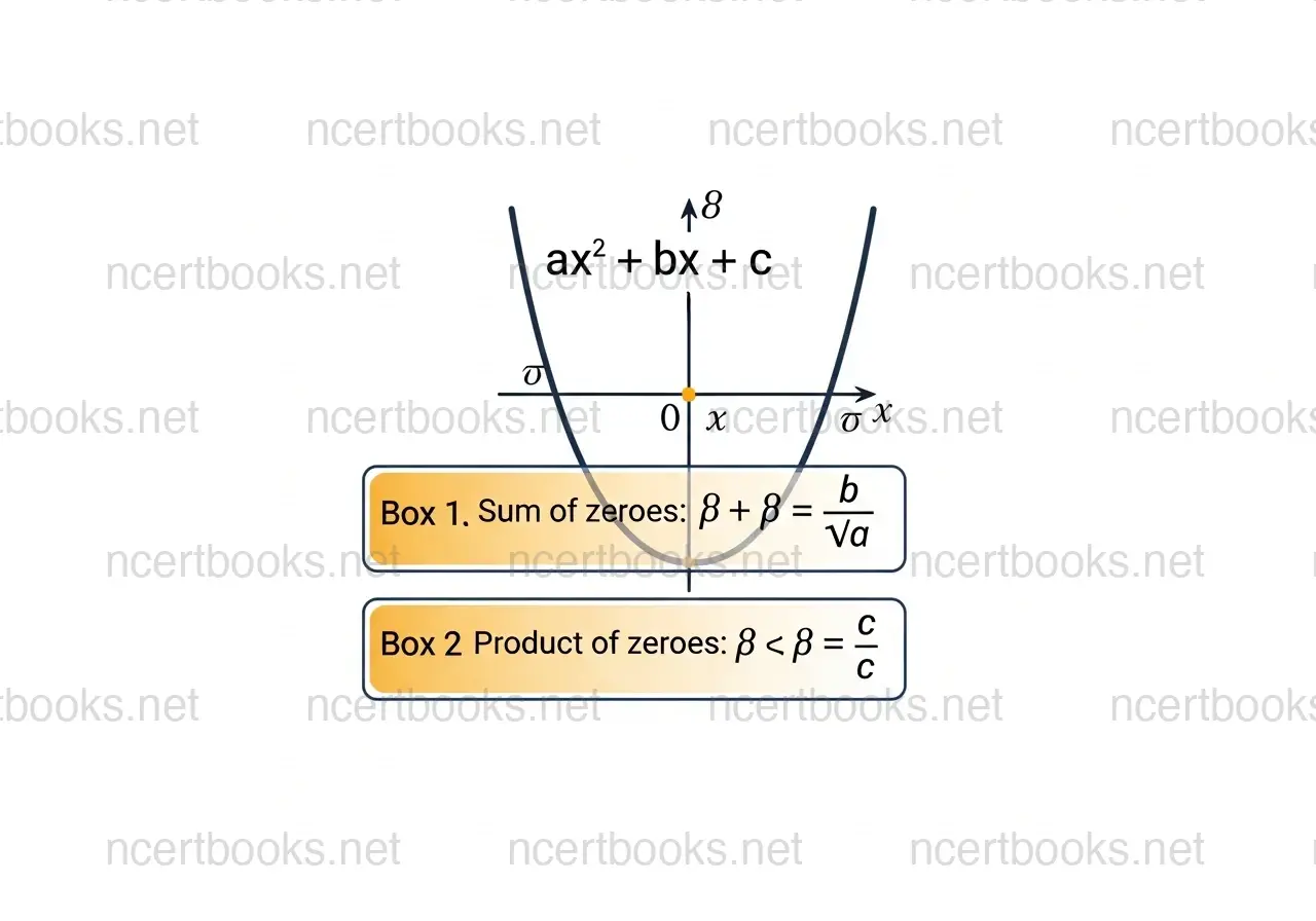 Zeroes and coefficients relationship for quadratic polynomial - NCERT Class 10 Maths