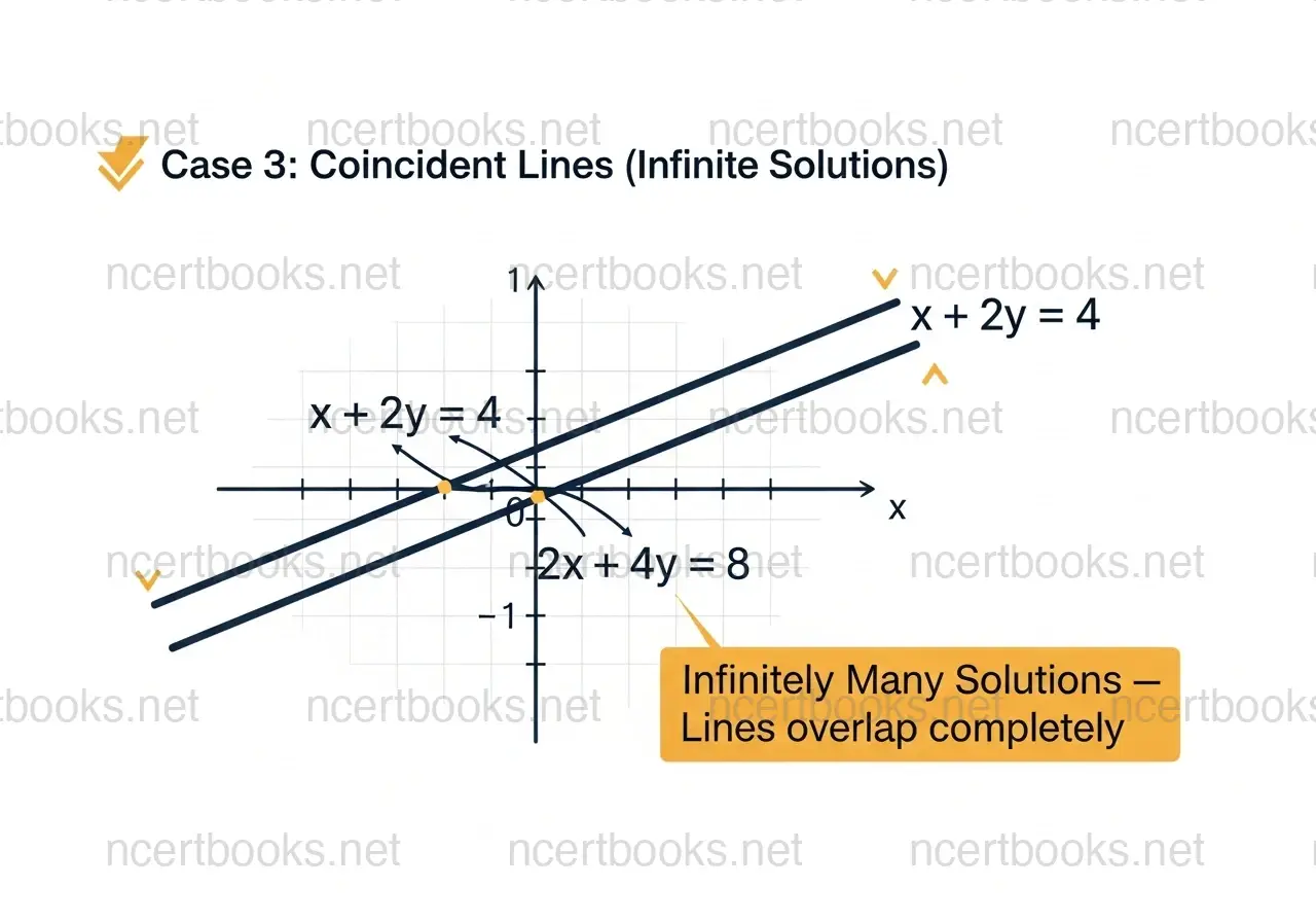 Coincident overlapping lines with infinite solutions - Class 10 Maths Linear Equations