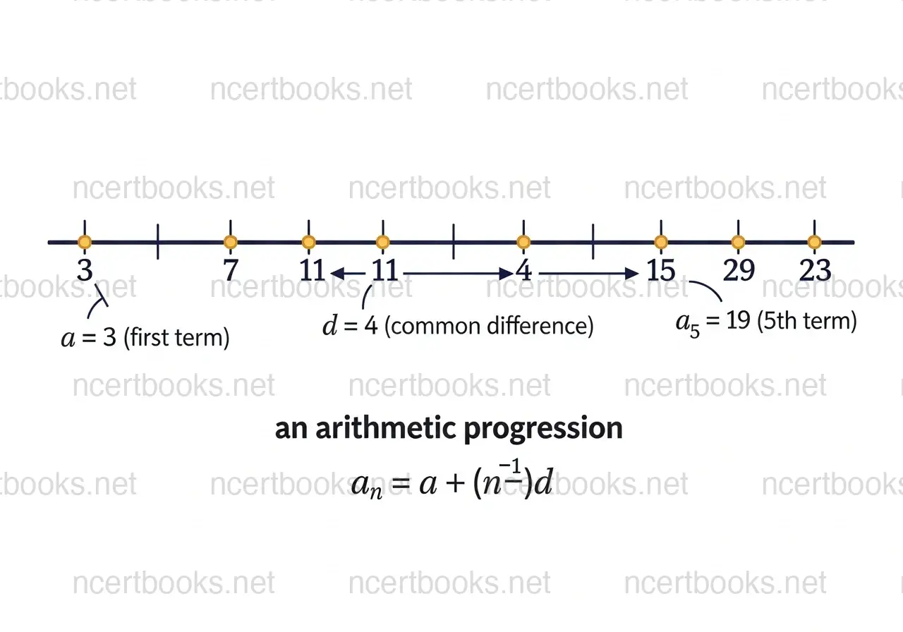 Arithmetic progression on number line with common difference - NCERT Class 10 Maths Chapter 5
