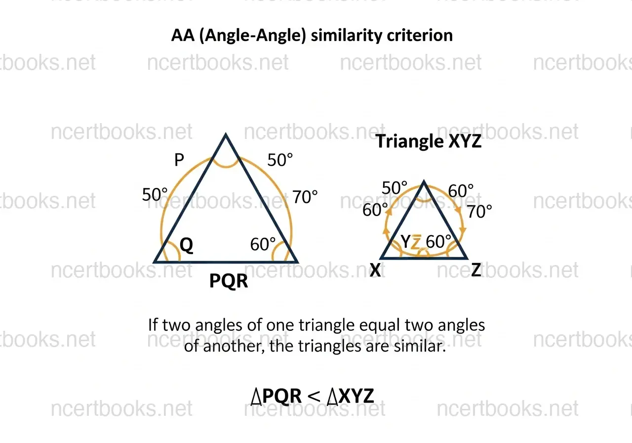 AA similarity criterion for triangles - NCERT Solutions Class 10 Maths