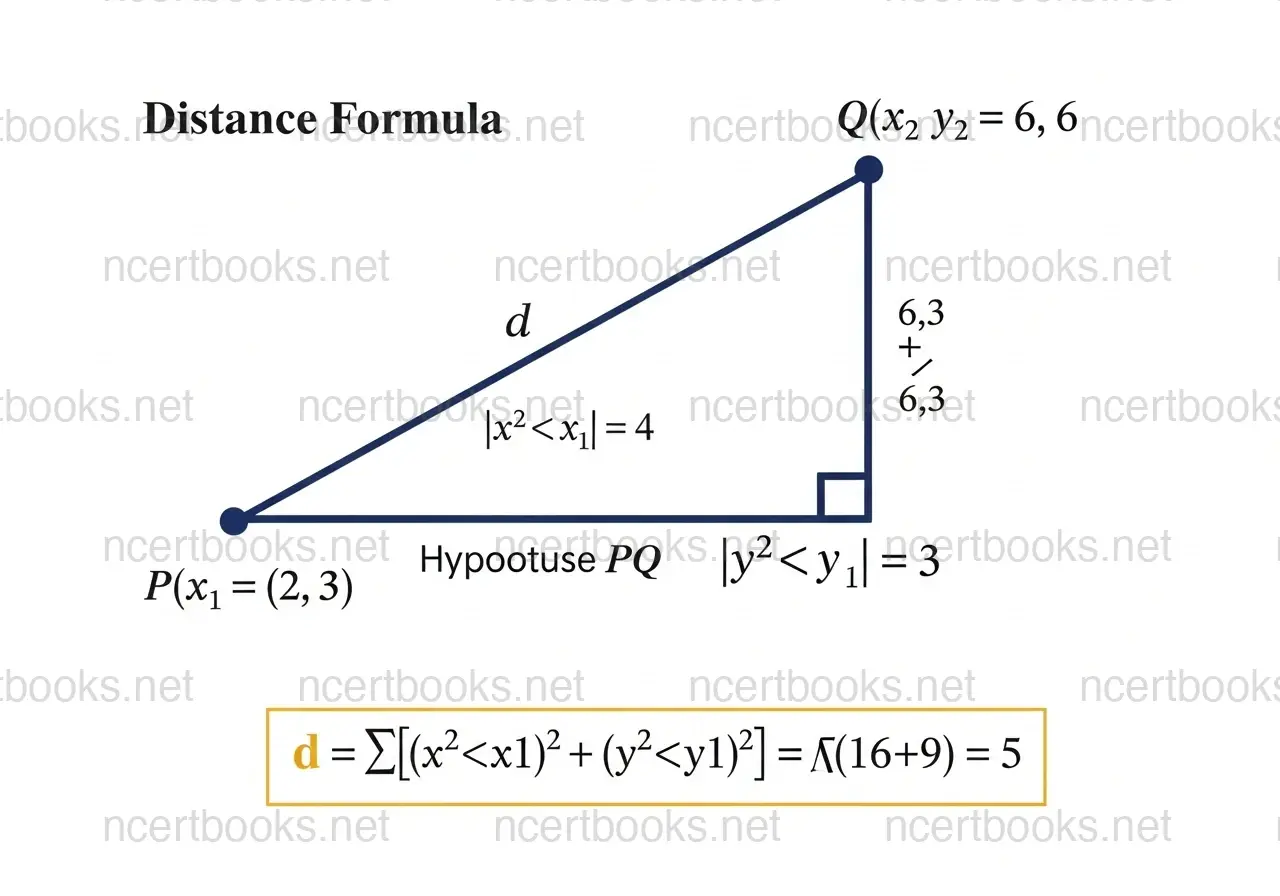 Distance formula on coordinate plane with right triangle - NCERT Class 10 Maths Chapter 7