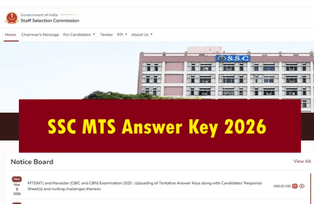 SSC MTS Answer Key 2026 (OUT) – Download Tier 1 Response Sheet PDF @ ssc.gov.in
